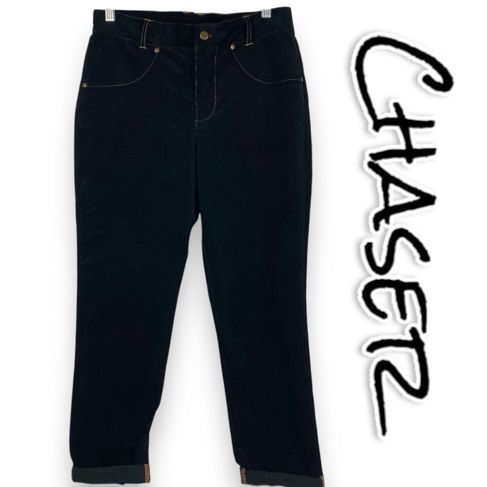 New With Tags Chaser Corduroy Cropped Cuffed Jeans Black Womens Size Small